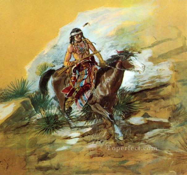 le maraudeur 1890 Charles Marion Russell Indiens d’Amérique Peintures à l'huile